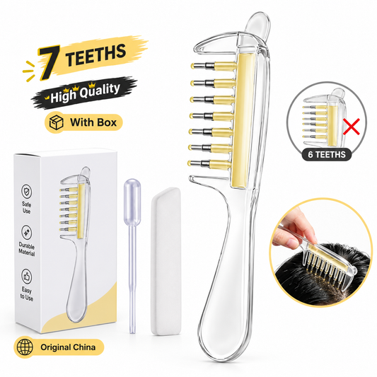 Premium 7-Tooth Scalp Massage & Hair Oil Applicator Comb with Protective Storage Box