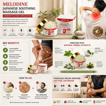 Melodine Japanese Soothing Massage Gel | Deep Muscle & Joint Relief | 100gm