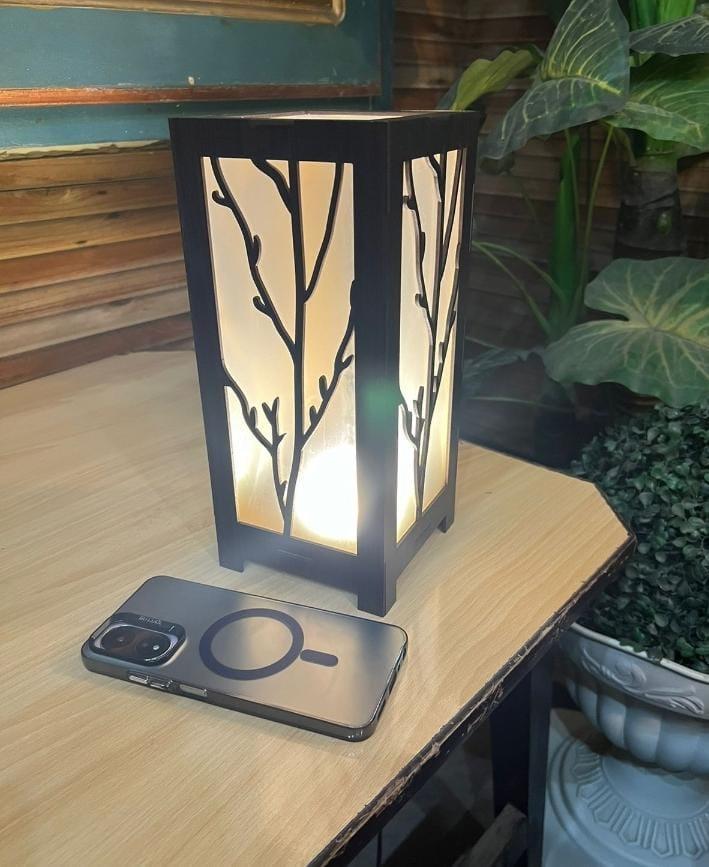 Branch Motif Design Wooden Table & Floor Lamp