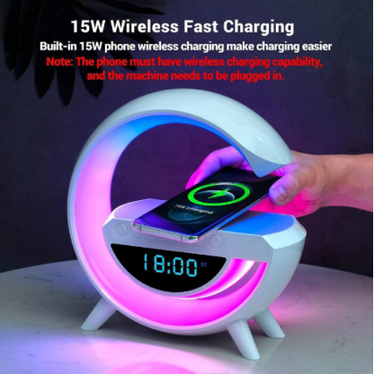 BT-3401 LED Display Wireless Phone Charger Bluetooth Speaker With Seven Color Selections, Alarm Clock, FM Radio