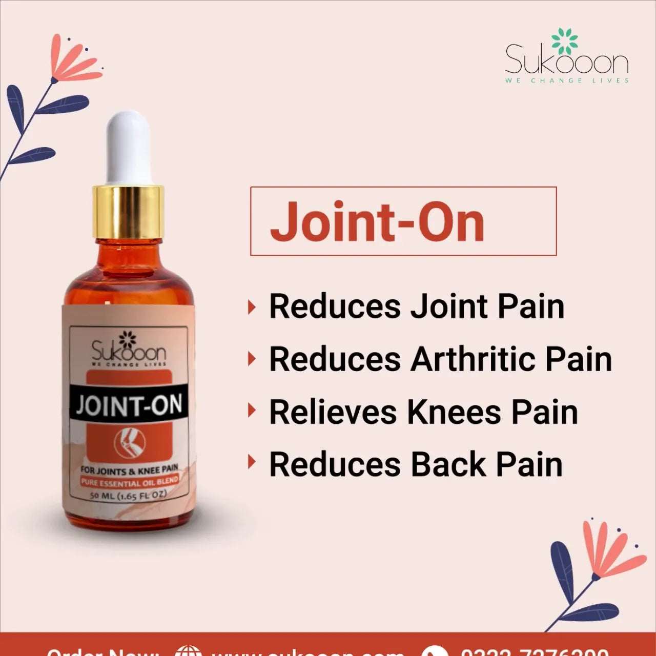 Sukooon Joint On Oil – Pain Relief Oil for Joints, Knee, Back, Arthritis & Tennis Elbow